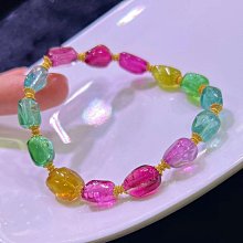 碧璽原石手鍊11.5-16mm.重量：29.18g配18K黃金花托隔珠 歷史價格詳細信息