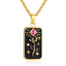 《QBOX 》FASHION 飾品【C23N2278】精緻個性圖案方牌愛心鑲鑽雙層疊戴鈦鋼墬子項鍊 歷史價格詳細信息