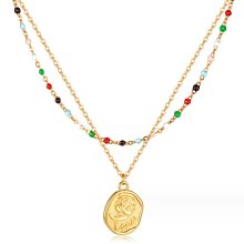 《 QBOX 》FASHION 飾品【C23N2330】精緻個性橢圓光芒星圖案雙層鈦鋼墬子項鍊/蛇骨鍊 歷史價格詳細信息