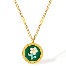 《QBOX 》FASHION 飾品【OGX2486】精緻個性復古金色海草設計圓牌鈦鋼墬子項鍊/頸鍊 歷史價格詳細信息