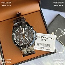 【COACH】KENT系列 黑面 金色框 黑色矽膠錶帶 三眼計時腕錶 手錶 男錶(CO146 歷史價格詳細信息