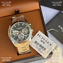 【COACH】KENT系列 黑面 金色框 黑色矽膠錶帶 三眼計時腕錶 手錶 男錶(CO146 歷史價格詳細信息