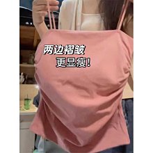 大碼純欲風木耳邊帶胸墊吊帶背心女2024新款夏季胖mm短款無袖上衣 歷史價格詳細信息