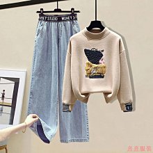 熹熹服裝牛仔褲針織大尺碼韓版三件2023女裝襯衫套裝褲顯瘦秋季時尚馬甲百搭 歷史價格詳細信息