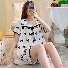 小美の店【MEIDIE】女生衣著 睡衣 夏季睡衣  睡衣女夏季天棉質短袖七分褲韓版大尺碼兩件套裝家居服薄款 歷史價格詳細信息