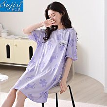 夏季女士睡裙短袖奶牛大碼薄款睡衣女夏寬松可愛家居服中長款 歷史價格詳細信息