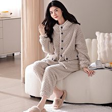冬季新款女士睡衣雙面法蘭絨開衫厚款可外穿保暖休閑家居服兩件套 歷史價格詳細信息