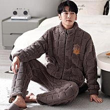 冬季新款男士睡衣三層夾棉保暖大碼加厚長袖休閑可外穿家居服套裝 歷史價格詳細信息