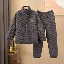 冬季新款睡衣男士三層夾棉法蘭絨厚款保暖簡約大碼外出家居服套裝 歷史價格詳細信息