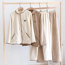 法蘭毛絨情侶睡衣男女款冬季加厚珊瑚絨黑色條紋小醜加大碼家居服 歷史價格詳細信息