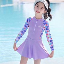 兒童泳衣女童長袖防曬連體女孩2023新款中大童公主裙式可愛遊泳衣 歷史價格詳細信息