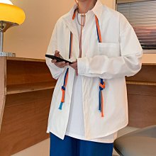 個性設計感襯衫男女馬甲拼接撞色兩件裝長袖項鍊高街bf潮小眾襯衣 歷史價格詳細信息