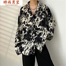 花襯衫 男 設計感小眾長袖襯衣 日系痞帥秋季上衣 ins港風夏季外套男 幾何印花襯衫 男jk上衣 襯衫 男  復古港風 歷史價格詳細信息