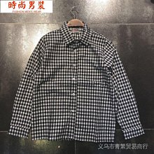 春秋日系黑白格子長袖襯衫男設計感小眾復古港味寬鬆襯衣百搭外套 歷史價格詳細信息