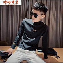 【襯衫】秋季新款長袖襯衫男刺繡痞帥青年修身百搭韓版帥氣彈力設計感襯衣 歷史價格詳細信息
