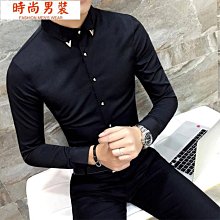 男士純色襯衫長袖新款韓版修身襯衣青年寸衫潮 歷史價格詳細信息