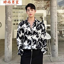 印花高級長袖襯衫男大尺碼時尚薄款緊身燙鑽襯衫春秋歐洲站寸衫韓版長袖 男生長袖文青休閒素色韓系 歷史價格詳細信息