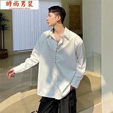 長袖襯衫寬鬆廓形棒球襯衫外套男秋  嗎登工裝日系復古豎細條紋立領天天精選 歷史價格詳細信息