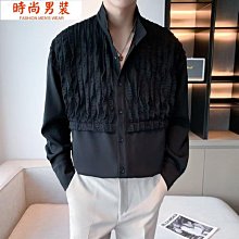 RB男生襯衫 韓版襯衫 男生衣著 男襯衫 秋裝暗黑系無領禁慾系襯衫男長袖拼接輯明線個性山本耀司雅痞潮牌~時尚男裝 歷史價格詳細信息