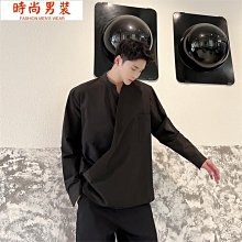 RB男生襯衫 韓版襯衫 男生衣著 男襯衫 秋裝暗黑系無領禁慾系襯衫男長袖拼接輯明線個性山本耀司雅痞潮牌~時尚男裝 歷史價格詳細信息