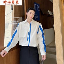 撞色拼接襯衫 襯衫男長袖襯衣男炸街外套長袖襯衫修身男襯衫(CSC602【FIZZE】 歷史價格詳細信息