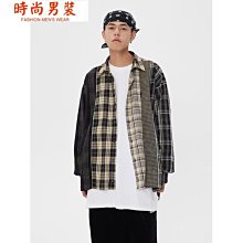 格子襯衫男設計感小眾痞帥外套ins潮牌秋季2022新款男裝長袖襯衣長袖襯衫牛仔 長袖t shirt 排汗 t恤 男生衣著 歷史價格詳細信息