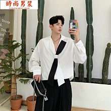 【Robin黑白森林】韓國東大門韓劇同款潮流時尚男裝 Shirt潮流亮片長袖襯衫男 2022春季新款深V套頭襯衫寬鬆小眾 歷史價格詳細信息