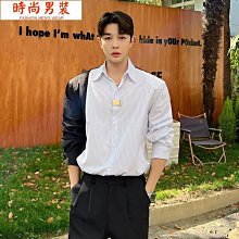 撞色襯衫男秋季上衣純棉四季開衫長袖休閑外套拼接夏季百搭外穿潮 歷史價格詳細信息