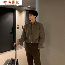 秋季男裝新款襯衫長袖緊身素色刺繡軍旅風襯衫潮流休閒大尺碼上衣男~時尚男裝 歷史價格詳細信息
