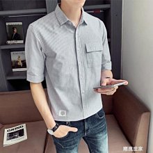 條紋襯衫 男士五分袖 中袖 新款潮流 免燙抗皺 修身 韓版印花 帥氣襯衣 歷史價格詳細信息