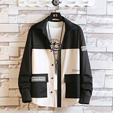 撞色拼接襯衫 襯衫男長袖襯衣男炸街外套長袖襯衫修身男襯衫(CSC602【FIZZE】 歷史價格詳細信息