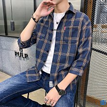 男士襯衫新款風格夏季短袖格子百搭襯衫休閒寬鬆韓版外套上衣潮流-22號穿搭 歷史價格詳細信息