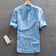 小立領七分袖襯衫七分袖 百搭 舒適 韓國 襯衫 外套 休閒 秋裝 春裝 上衣-MINTS名仕男裝 歷史價格詳細信息