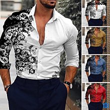 漸變長袖襯衫男生 花襯衫男 薄外套男士mxl春秋季長袖休閑襯衫男士潮牌帥氣寸襯衣流行洋氣薄款外套-時尚男裝 歷史價格詳細信息