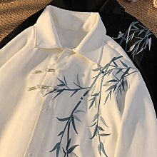 【襯衫】高級感刺繡潮男士長袖襯衫個性夜店青年修身寸衫時尚免燙襯衣服裝 歷史價格詳細信息