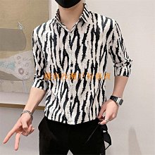 短袖襯衫男 斑馬紋襯衫 港風長袖襯衫 寬松外穿 休閑襯衣 潮流百搭 內搭寸衣外套夏季 現貨免運 歷史價格詳細信息
