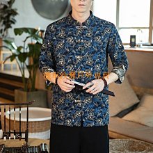 春夏季唐裝男襯杉棉麻長袖上依爺爺亞麻中國風中老年人爸爸裝漢輻 歷史價格詳細信息