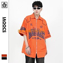 襯衫男短袖夏季美式復古條紋撞色翻領半截袖2024新款寬鬆休閒T恤 歷史價格詳細信息