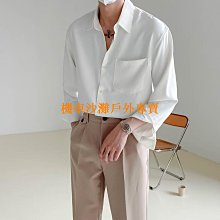 春秋素色垂感復古V領冰絲長袖襯衫男百搭立領痞帥襯衫 潮流ins薄款上衣 長袖襯衫（MCC03）【壹號站】 歷史價格詳細信息