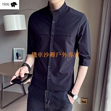 【機車沙灘戶外專賣】立領亞麻襯衫男七分五分袖寬鬆夏季超薄款沙灘防晒棉麻襯衫服男外套 歷史價格詳細信息