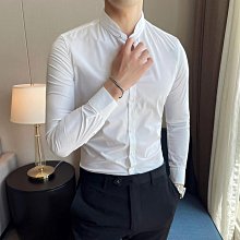 中山領襯衫 男士商務垂感襯衫 立領襯衫 免燙男襯衫 修身高級感長袖襯衣 春秋薄款襯衫男 歷史價格詳細信息