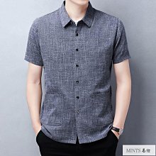 夏季薄款純色亞麻短袖襯衫外套男裝休閑棉麻襯衣麻布衣服外穿上衣-靚仔男裝 歷史價格詳細信息