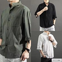 M-5XL男生大尺碼五分袖短袖襯 立領棉麻潮流活力七分袖襯 寬鬆休閒百搭色短袖文藝日系透氣復古港風短 歷史價格詳細信息