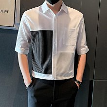 男裝夏季潮牌男襯衫時尚寬松漸變彩虹老花牛仔短袖襯衫 B1CCD2222-靚仔男裝 歷史價格詳細信息