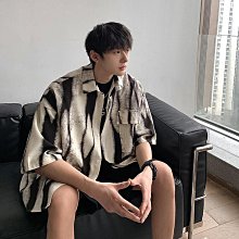 扎染短袖襯衫男港風ins休閑痞帥花襯衣韓版潮流2023夏季薄款外套1-靚仔男裝 歷史價格詳細信息
