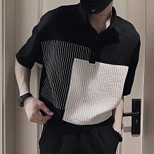 潮牌夏季黑白捷克水鉆燙印襯衫男短袖修身休閑打底上衣-靚仔男裝 歷史價格詳細信息