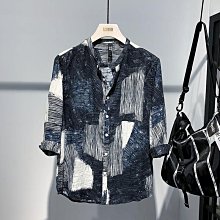 襯衫男士夏季新款寬松百搭拼色美式潮牌2023春秋長袖上衣外套男款-靚仔男裝 歷史價格詳細信息