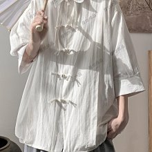 新中式國風男裝2024新款短袖襯衫夏古風編織盤扣唐裝漢元素道袍-雅怡尚品 歷史價格詳細信息