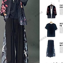 夏季男女中國風套裝印花孔明燈寬松五分袖披風復古漢服道袍三件套-雅怡尚品 歷史價格詳細信息