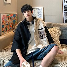 襯衫男短袖夏季美式復古條紋撞色翻領半截袖2024新款寬鬆休閒T恤 歷史價格詳細信息